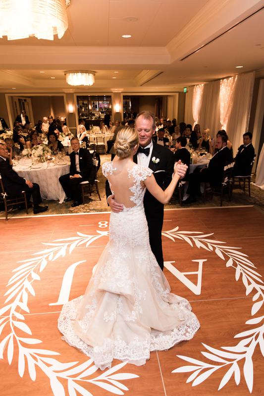 Bride and Groom dancing at their wedding reception in Orange County