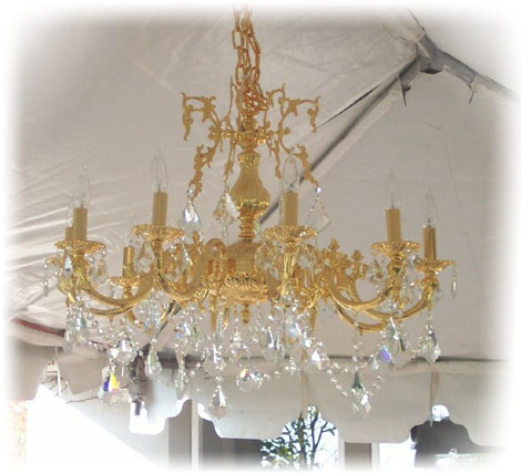 Gold Chandelier with crystals for rent