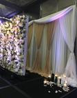Flower Wall backdrop with white drape